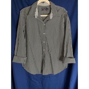 Black and White Horizontal Striped Shirt Top XL